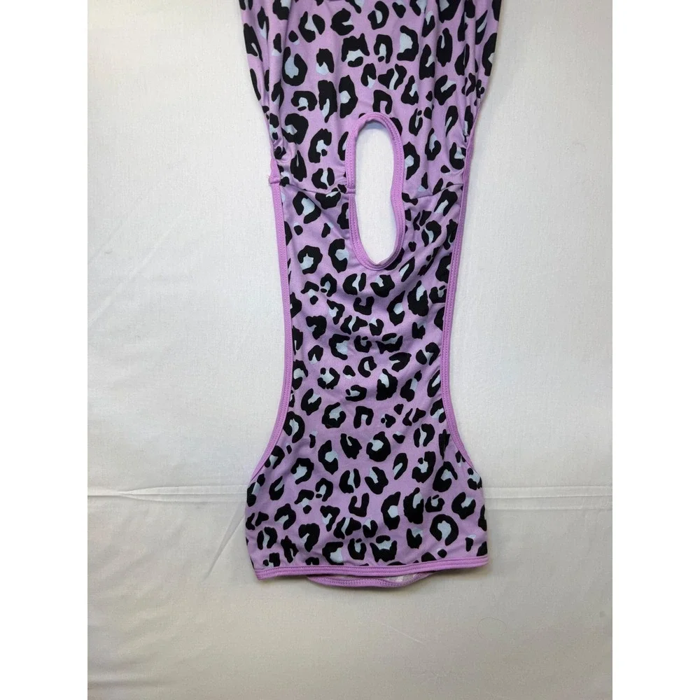 Kuoser Dog Recovery Suit Purple Leopard Print Surgery Snuggly Cone Alt Large NWT